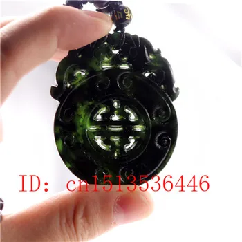 

Hollow Out Double-sided Carved Dragon Jade Pendant Natural Chinese Black Green Necklace Charm Jewellery Fashion Amulet Gifts
