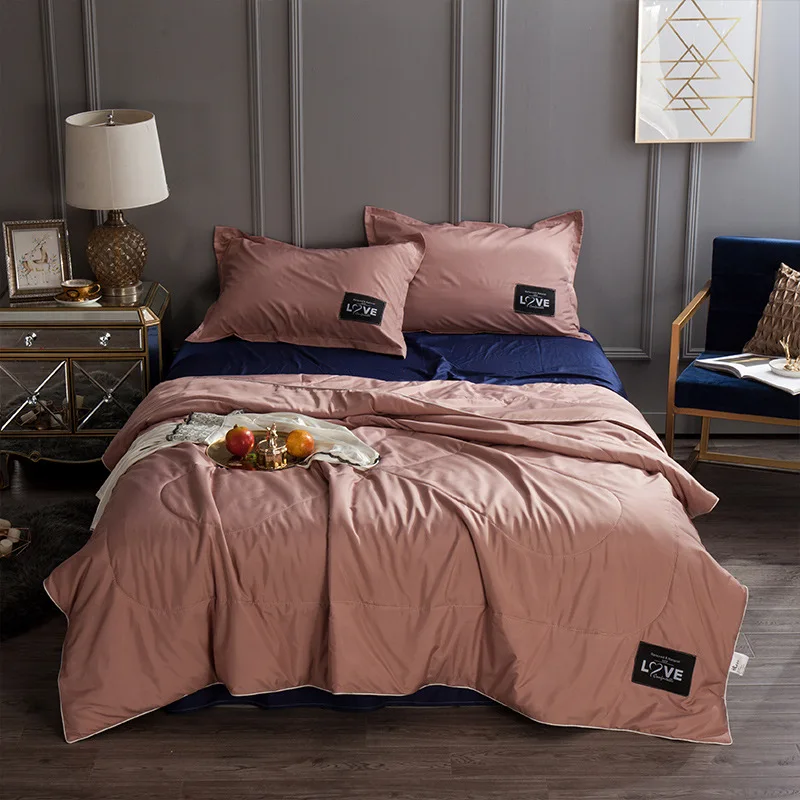 

Simple Solid Color Washing Real Silk Summer Quilt 1.8m m 2m m Airable Cover Students Single Double Summer Thin Quilts 1.5 M M