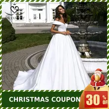 Простой сатин свадебное платье Swanskirt с открытыми плечами бальное платье принцессы Свадебные платья под заказ Размер Vestido de noiva TZ20