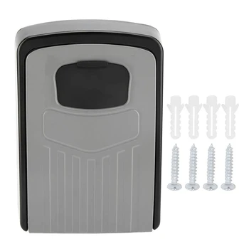 

Key Box 4-Digit Adjustable Combination Password Key Box Premium Security Lock Organizer Wall-Mounted Key Storage Lock Box Grey