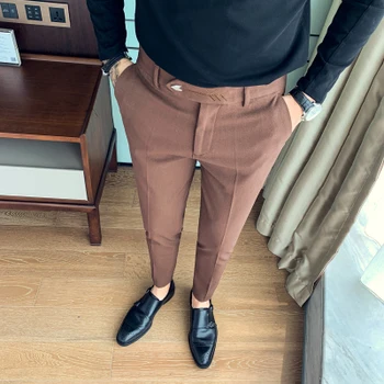 

Autumn and winter British men's trousers Korean Slim business work brown casual pants youth professional feet pants