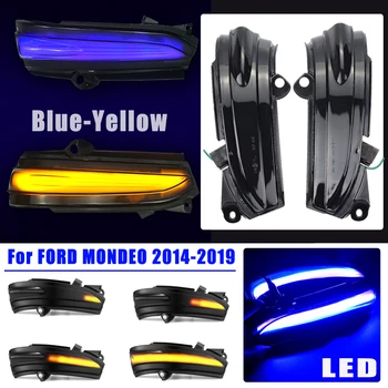 

Fit For Ford Fusion Mondeo 2014 2015 2016 2017 2018 2019 Blue/Yellow LED Dynamic Turn Signal Light Flowing Water Blinker Light