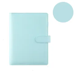 Vibrant Macaron Color Leather 6 - Ring Binder Notebook Cover - A6 (BLUE)