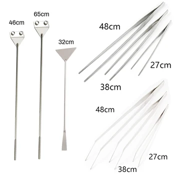 

New 48cm Fish Tank Plant Cleaning Tools Stainless Steel 27cm/38cm Straight/Elbow Tweezers