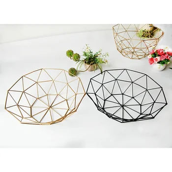 

Kitchen Living Roon Baskets with Iron Wire, Fruit Vegetable Round Storage Basket, Nordic Style