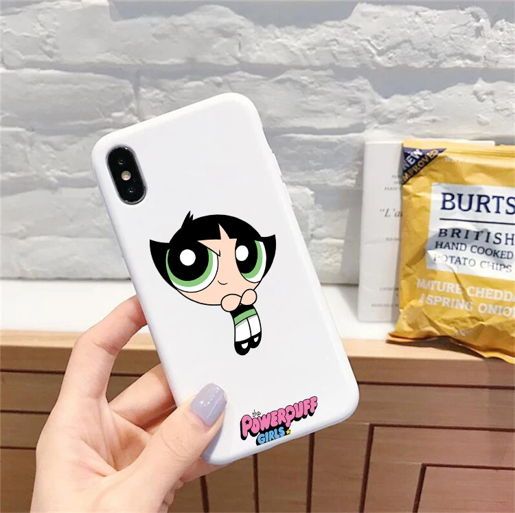 Милый Powerpuff телефон для девочек чехол для iPhone 7 X XS MAX XR 8 6 6s Plus 11Buttercup Bubbles карамельный цвет мягкая задняя крышка