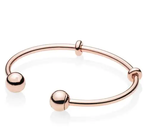 925 пробы, серебряный, золотой, Открытый браслет с подписью, браслет, подходит для бусин, шарм, сделай сам, модное ювелирное изделие