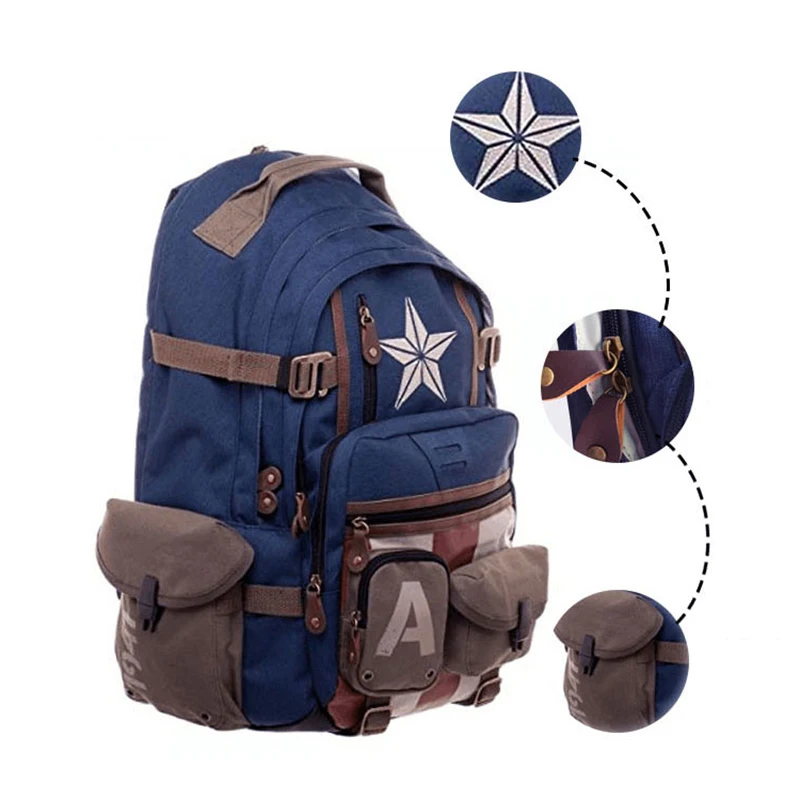 Disney Marvel Captain America Backpack Deadpool Travel Laptop Bag For Students Large Capacity Men's Mountaineering Bag 3