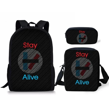 

THIKIN 2019 Arrive Design Twenty One Pilots School Bag Set 3Pcs Children Book Bags Teenager Polyester Backpack with Mini Box