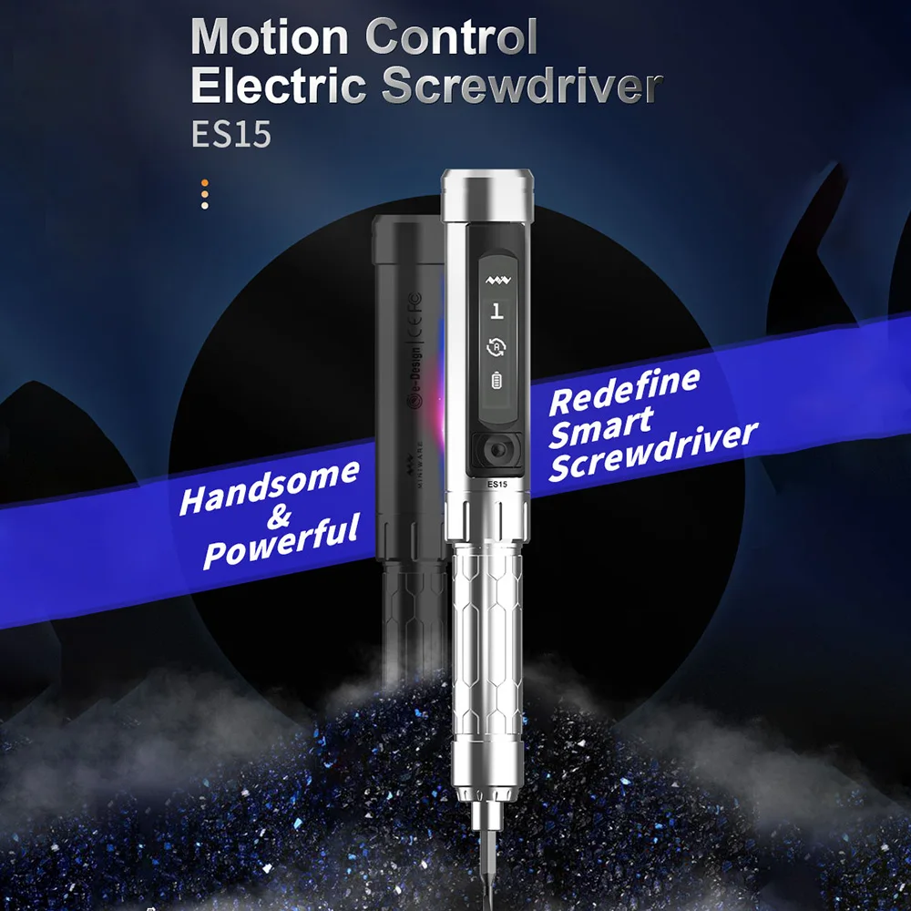 

ES15 Intelligent Motion Control Electric Screwdriver USB Chargeable Cordless Screwdriver 24pcs 4mm Bit Set LED Lights RepairTool