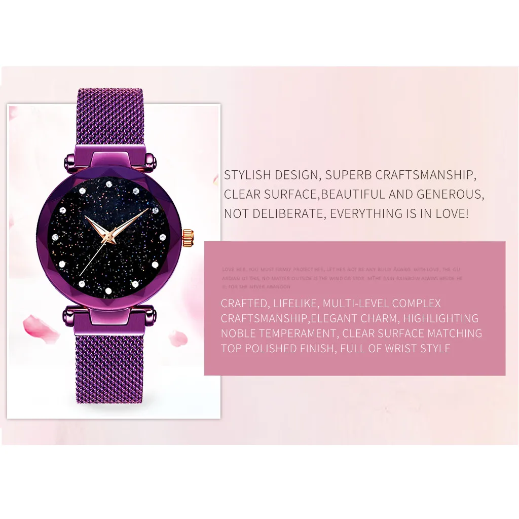 Роскошные часы Sta-rry Sky с магнитным ремешком женские кварцевые наручные часы с бриллиантами водонепроницаемые часы Брендовые Часы Relogio Feminino