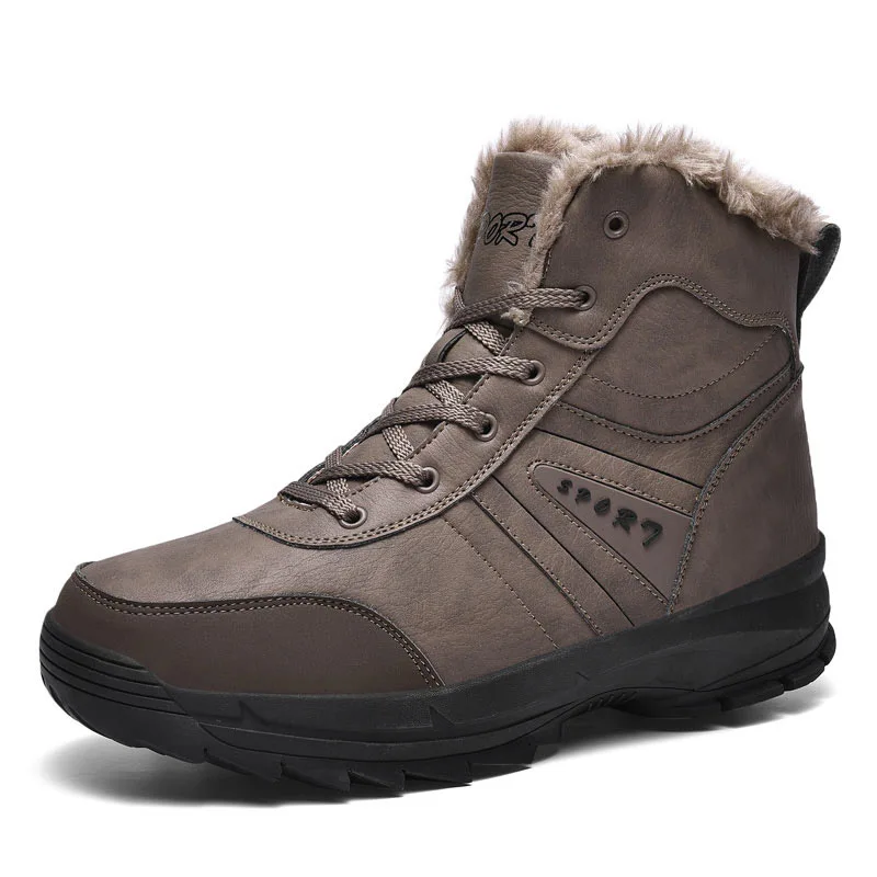 

Youki Man Snow Boots Plush Fur Warm Male Winter Shoe High Top Men's Walking Footwear Big Size