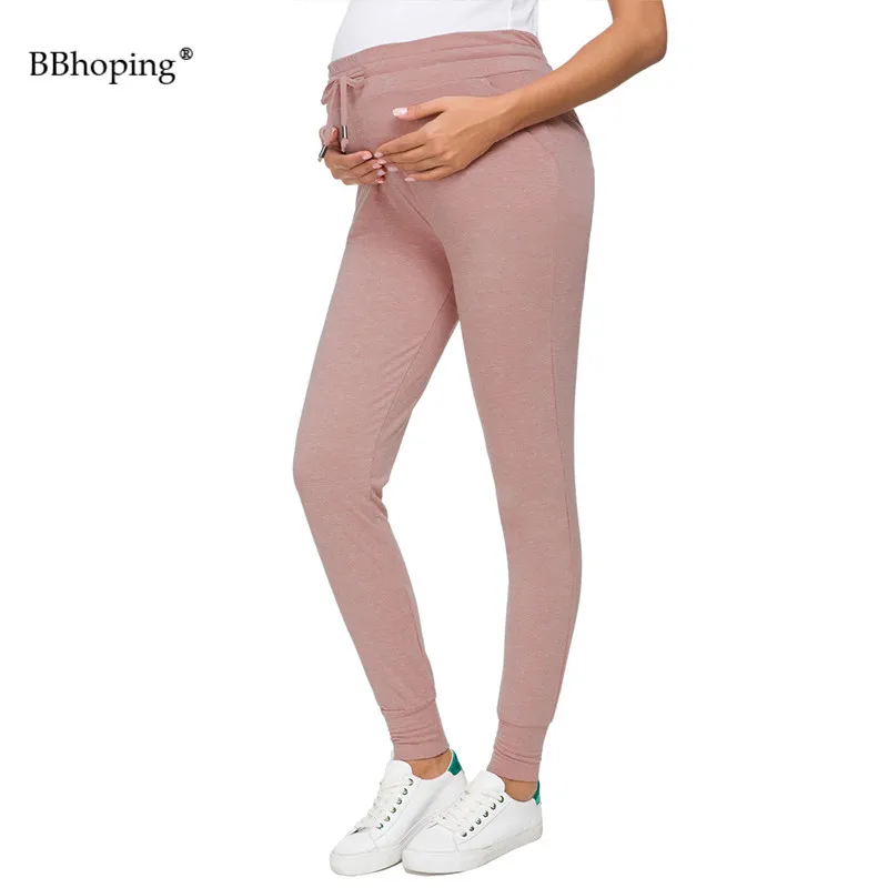 Женские спортивные штаны для беременных, полная длина, тайная посадка, живот, Одежда для беременных, Активный шнурок, пижамы, Одежда для беременных