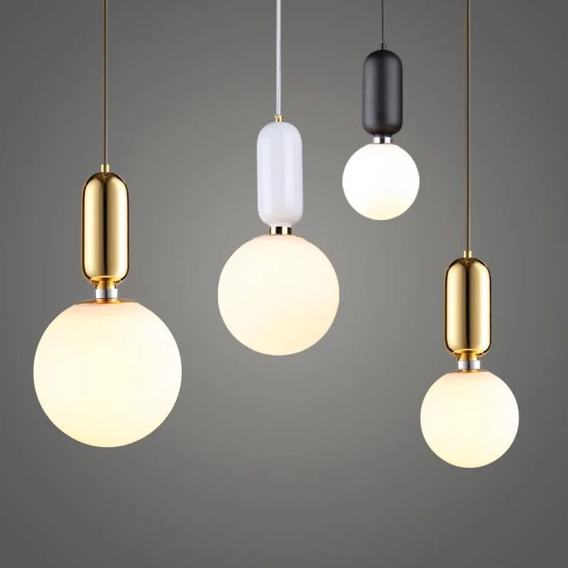 

Creative Nordic Parachilna ABALLS Led Pendant Light Plate Metal Milky Frosted Glass Shades Suspension Lamp For Dining ining Room