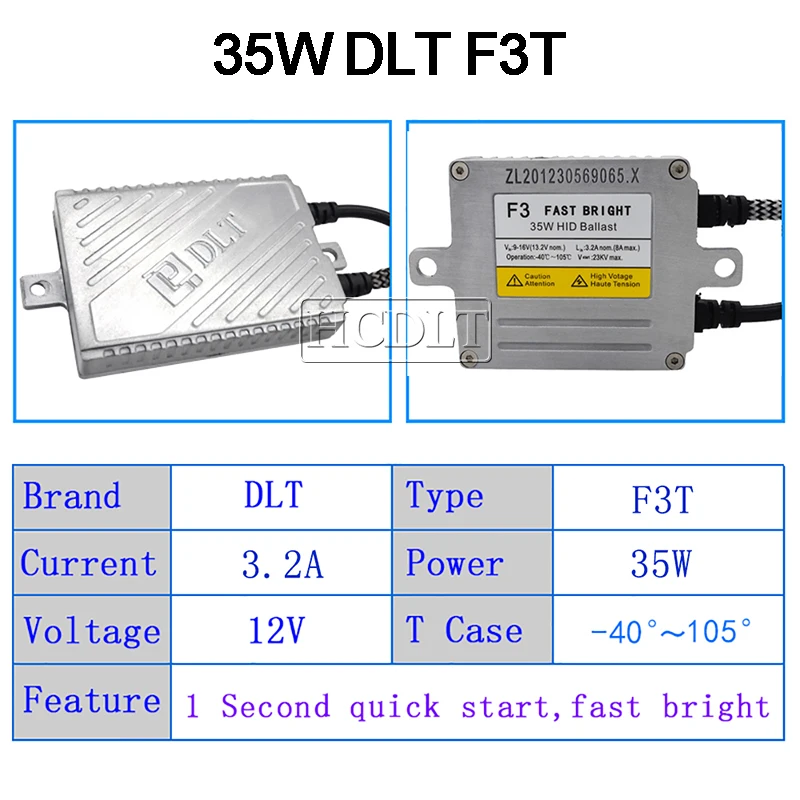 HCDLT 35W Xenon HID Slim Ballast DLT F3 F3T Fast Bright Quick Start Electronic Reactor For 35W HID Replacement Bulb Xenon Kit (5)