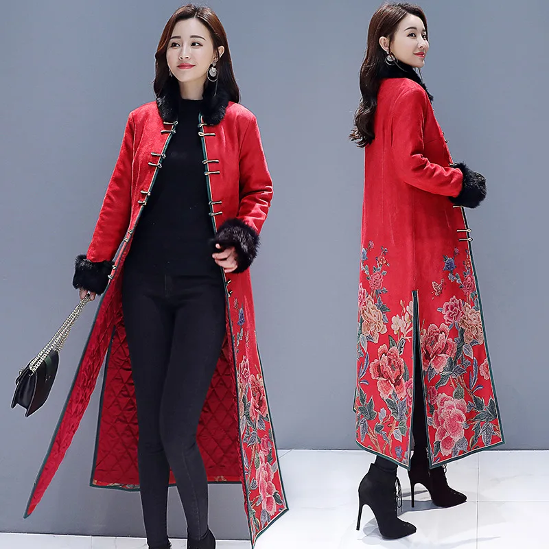 

Cotton-padded Clothes/Cotton Coat Versitile Fashion Elegant Crew Neck Printed Korean-style Fashion 2018 Winter Long Sleeve