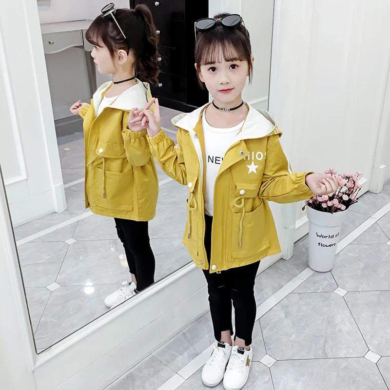 

Fashion Baby Girls Clothes New Casual Loose Hooded Kids Windbreakers Toddler Girls Clothes Outfits Vestidos for 6 8 10 12 Years
