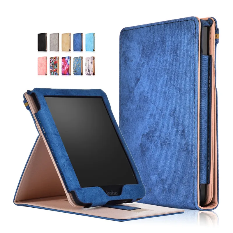 Luxury PU Leather Smart Case for e reader ebook Kobo Clara HD 6 inch funda Cover with Hand Holder Strap | Компьютеры и офис