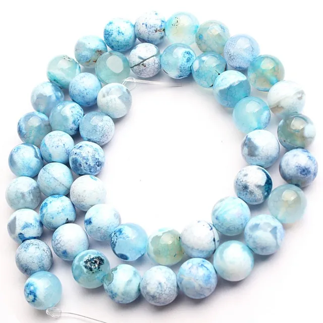 Natural Stone Blue Fire Dragon Veins Agates Loose Beads