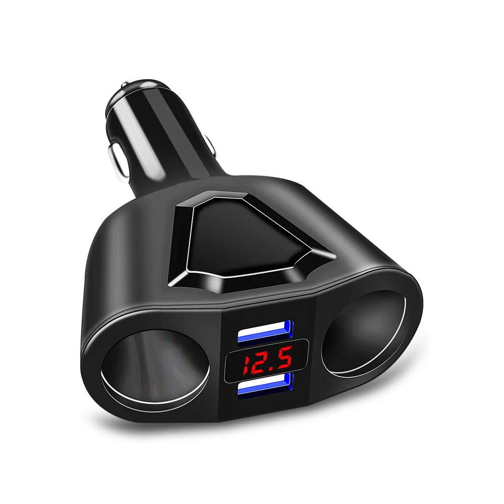 

Universal 12V-24V Car Cigarette Lighter Socket Splitter Power Adapter 3.1A 120W Output Dual USB Car Charger with Voltage Display