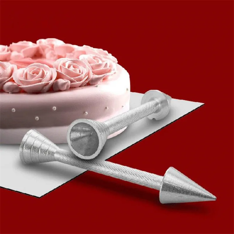 1pc Roses Flower Holder Decoration Pastry Sticks Baking Cone Cream Tools Piping Cake Aluminium Alloy Decorating Sticks Nails