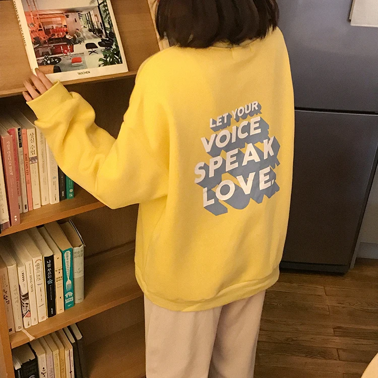 Осенний Топ, зимняя Толстовка harajuku в Корейском стиле для женщин, модная Женская толстовка с надписями и надписями
