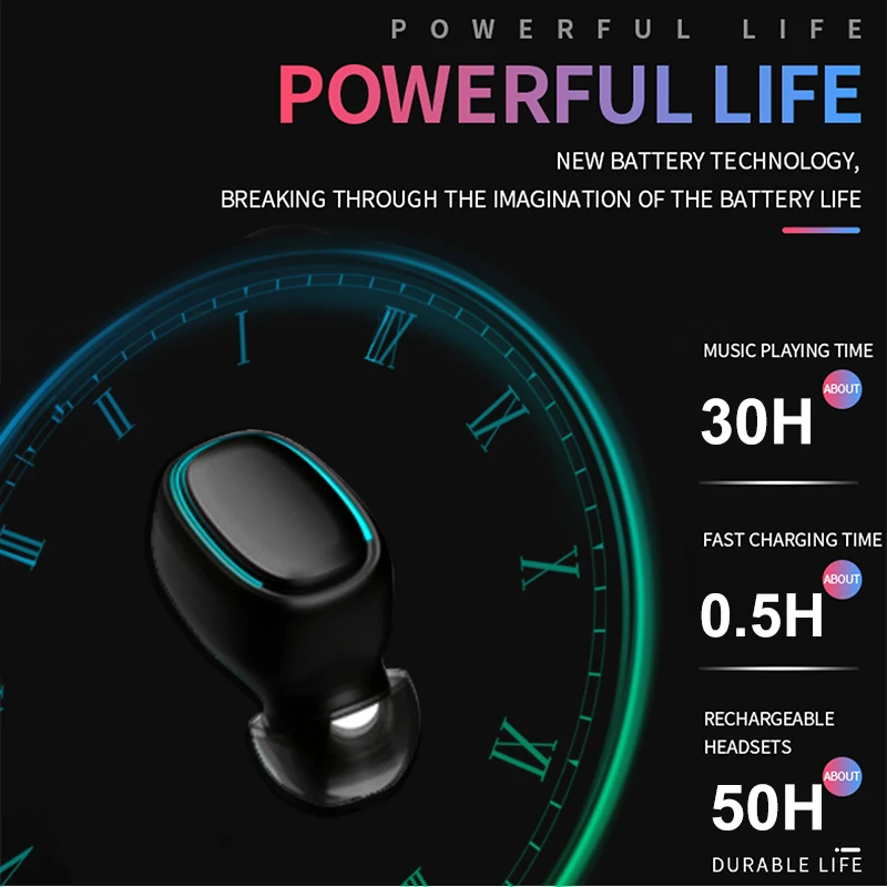 Wireless bluetooth 5 0 Earphone TWS HIFI Mini In ear Sports Running Headset with Microphone Charging Case Support iOS Android