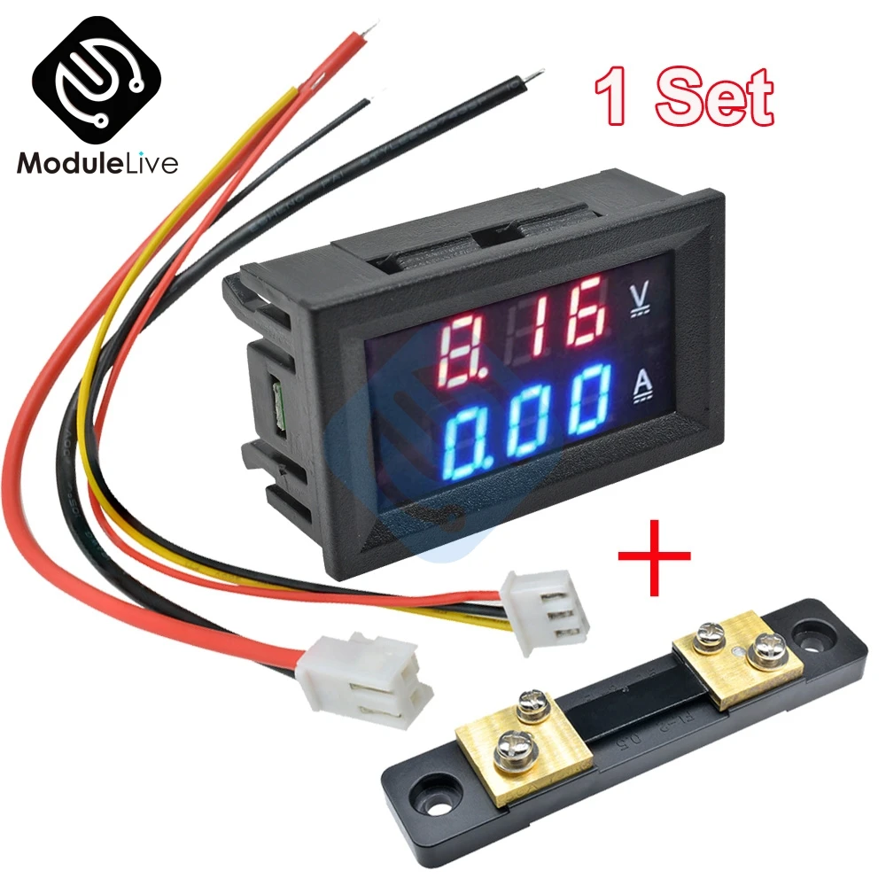 LED Voltmeter Ammeter 2 in 1 Digital Multimeter 0-100V/50A Voltage Current Measurement Meter Volts Amp Transformer 