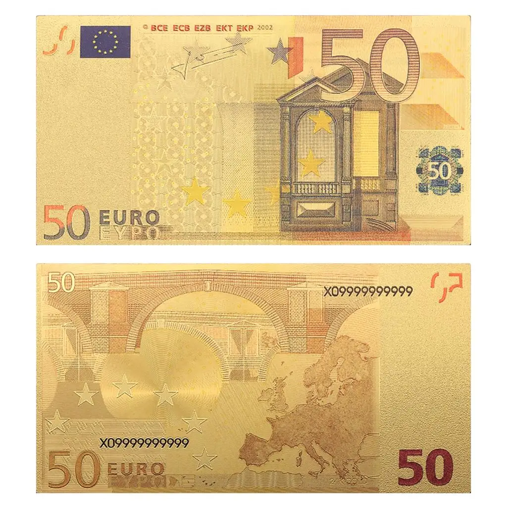 Евро Античная коллекция банкнот 50 евро старый банкнотес24k Позолоченные рождественские украшения пластиковый документ в рамке подарок 2 шт./компл