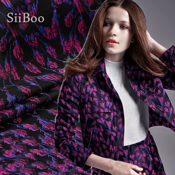 

Black with rose red floral metallic jacquard brocade fabric for dress tissu telas tecidos stoffen cloth textile sewing SP4625