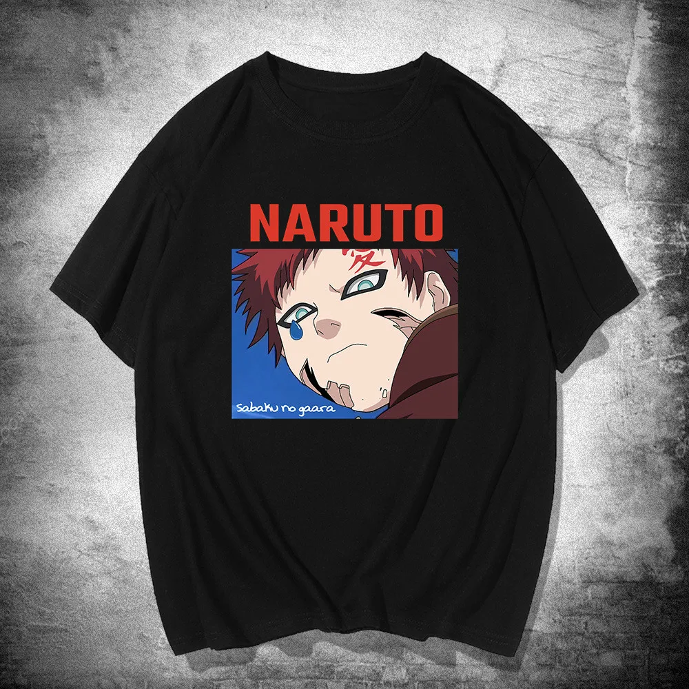 

NARUTO Gaara Youthful T Shirt Japanese Anime Unisex Short Sleeve Black Loose Top Men Cotton T-shirt Harajuku Graphic Tshirt
