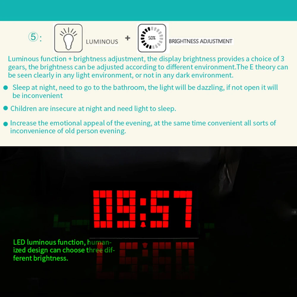 Цифровой будильник настольные часы светодиодный Будильник Wake Up Light Электронный дисплей большого времени украшение для дома часы Mute