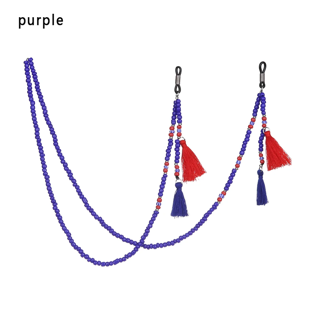 purple 1 шт бусы цепочка для очков для чтения ретро очки шнур с кисточками шейный ремешок цепочка модная одежда для глаз - Цвет: purple