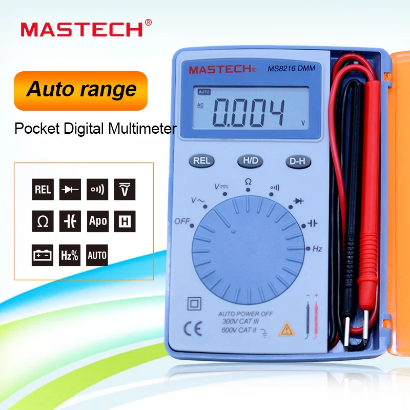 Цифровой мини Мультиметр MASTECH MS8216 измеритель напряжения переменного/постоянного