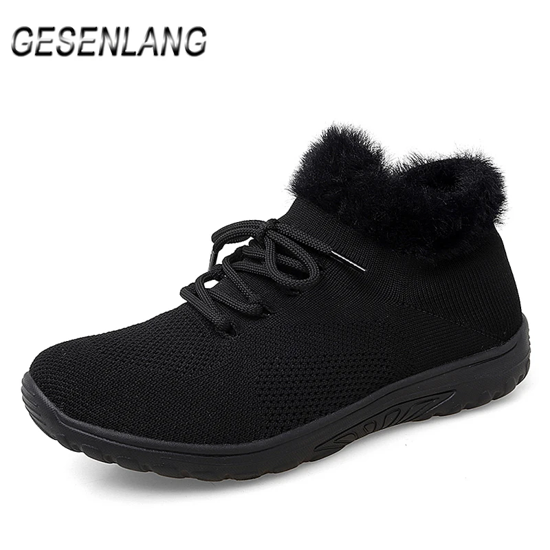 Winter Women's Sneakers Running Shoes With Fur Comfortable Warm Wear