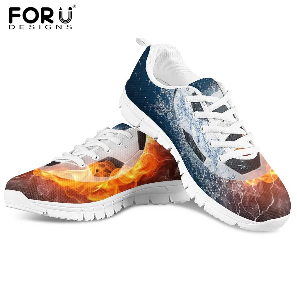 

FORUDESIGNS Men Sneaker Shoes Fire Football Soccer Print Comfortable Flat Shoes Breath Lace-up Autumn Men's Shoes Zapatos Hombre