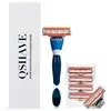 QShave Brand Blue Shaving Razor with Blade Shaver for Men X3
