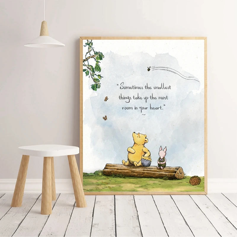 Classic Winnie the Pooh Quotes  Canvas Poster Birthday Art Decor