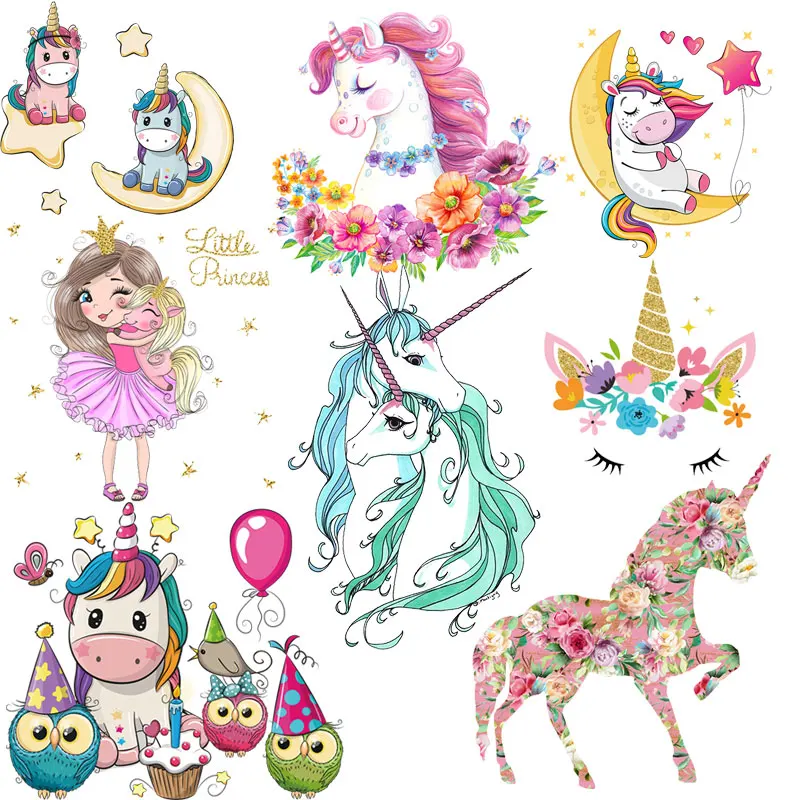 

Stripes Iron On Patches For Clothes Unicorn Patches Appliques For Clothing Application Of One T-shirt Transfer Fusible Flowers