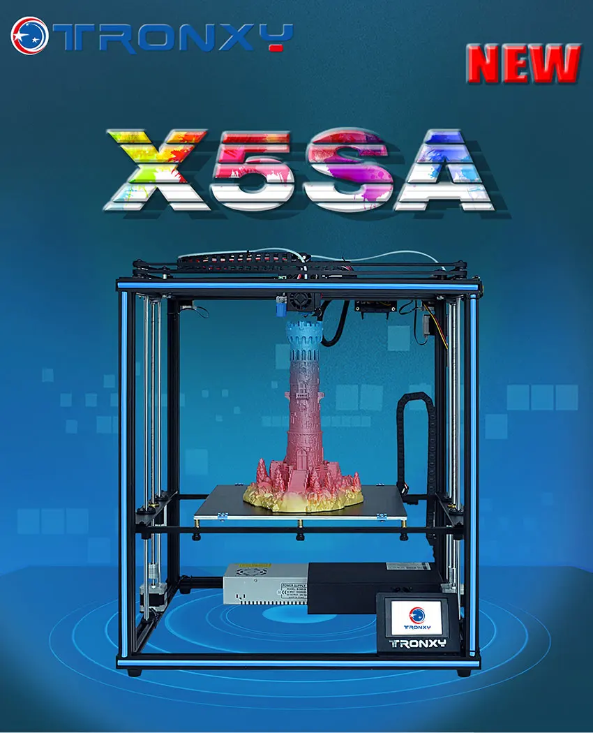 Модернизированный X5SA 3d принтер DIY Набор 330*330 мм hotbod Resume power Failed Печатный датчик накаливания CoreXY 3d принтер TRONXY