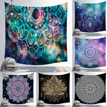 

Mandala Tapestry Wall Hanging Black and White Esoterics Witchcraft Bedroom Living Room Boho Decor Polyester Hippie Tapestries