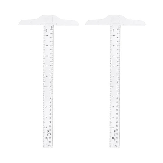 2pcs 30cm T-Square Double Side Scale Plastic Measuring Tool T Shape Ruler  for Drafting and General Layout Work (inch, cm) - AliExpress