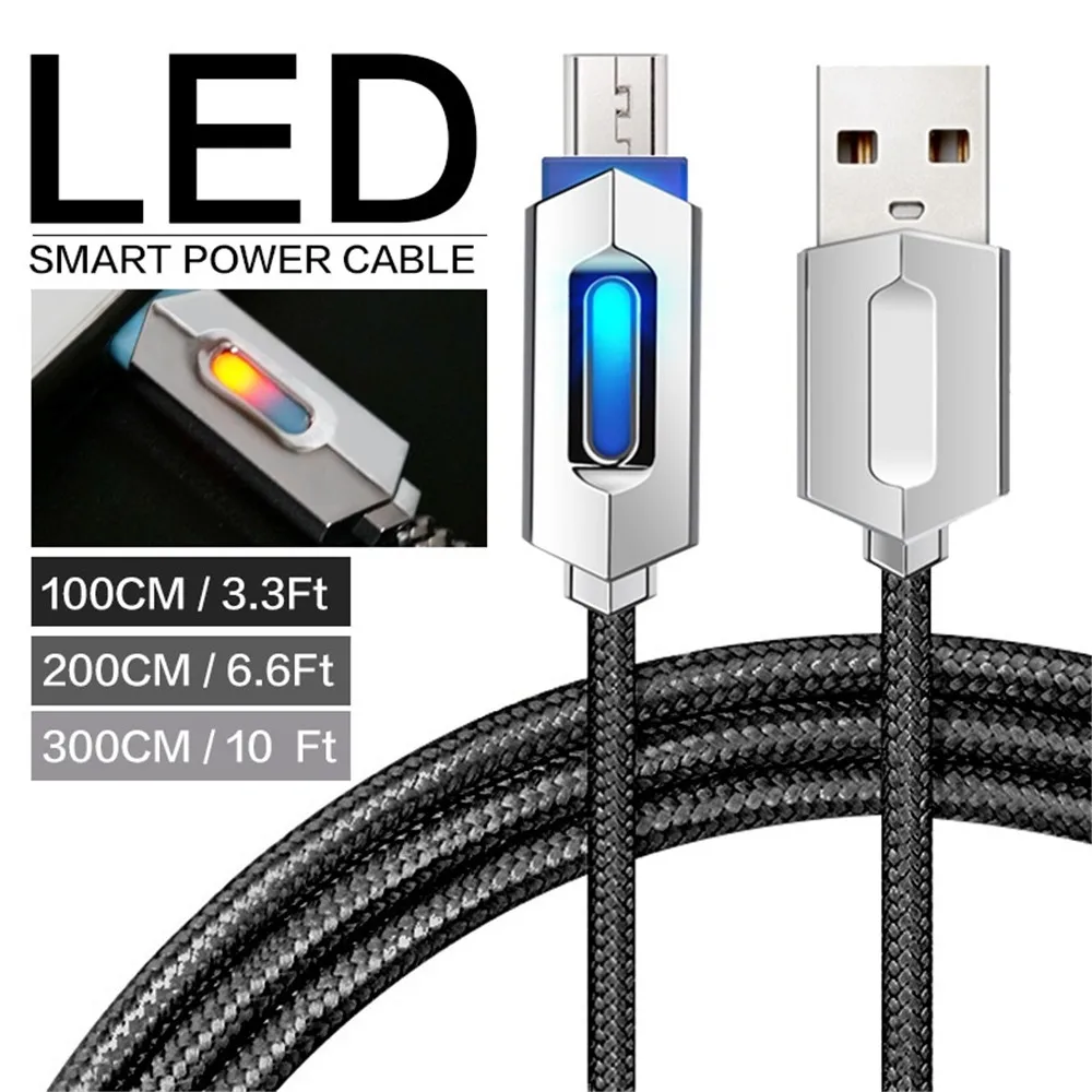 Светодиодный кабель Micro USB 3 А для быстрой зарядки, Кабель Microusb для samsung, Xiaomi, Android, провод для мобильного телефона, 3 м