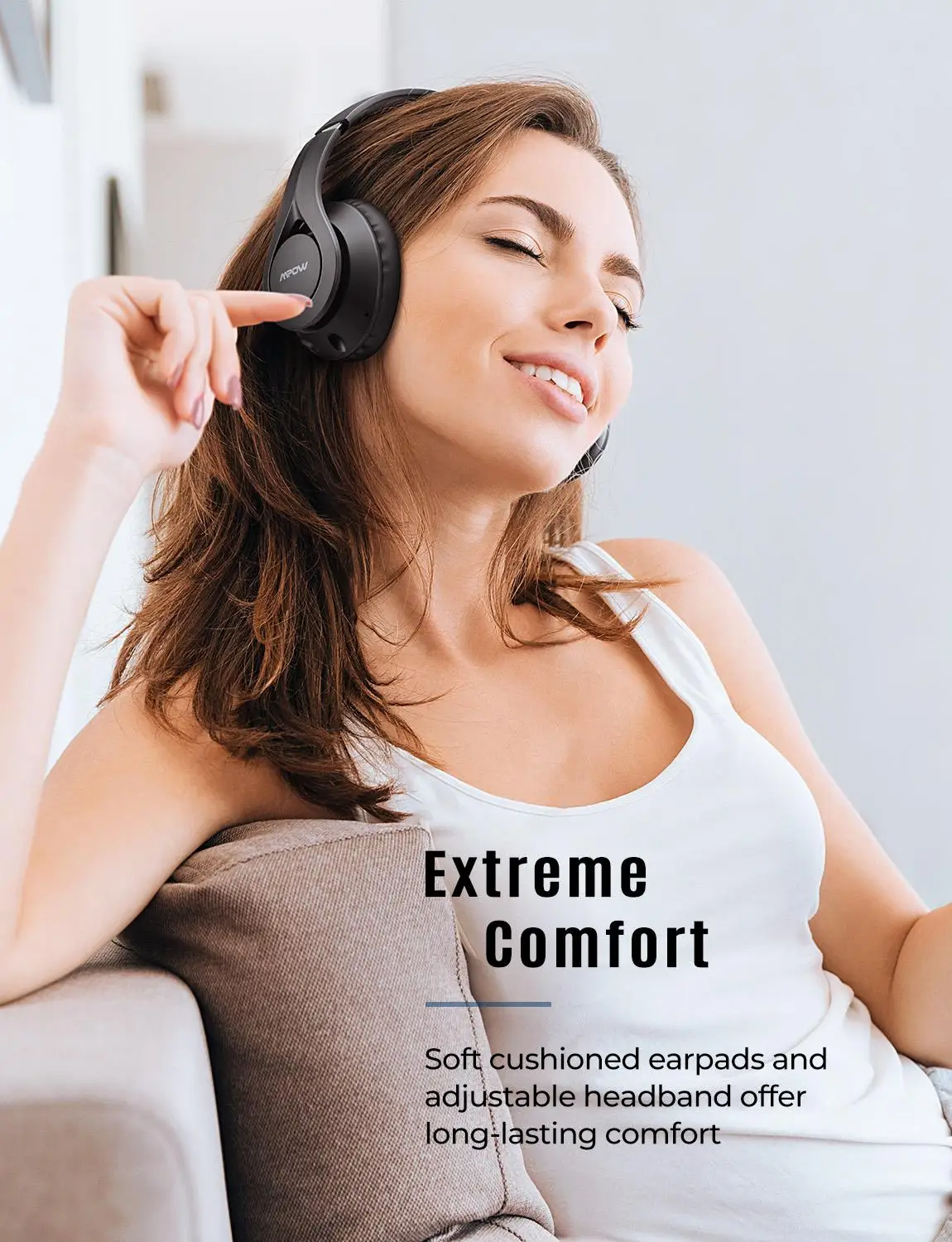 Mpow 059 Pro Wireless Headphone Bluetooth 5 0 Over Ear Headphones with Built in Mic 60Hrs Playing Time for Office Online Class