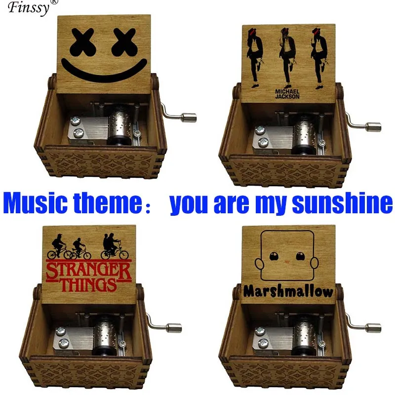 

DIY Custom Text Michael jason Music Box Wooden Hand Crank you are my sunshine Music Boxs Birthday special gifts for Fans lovers