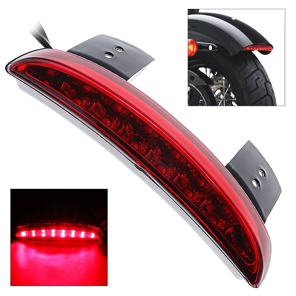 

18W 12V 30 CM Motorcycle Tail Lights Brake Light Racer Rear Mudapron Edge LED Taillight Fits for Harley XL883 / 1200