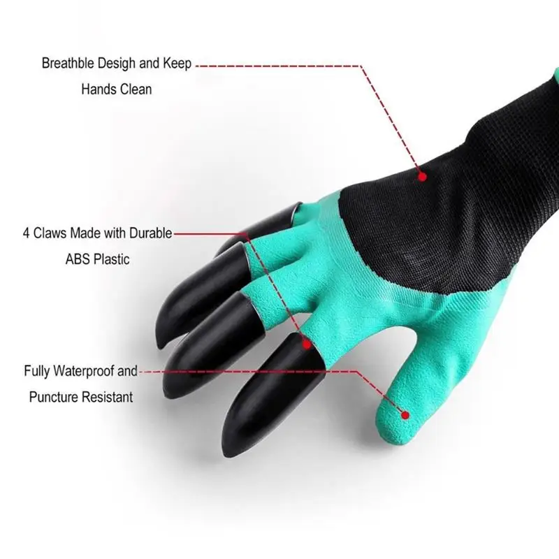Garten-Handschuhe mit 4 ABS Kunststoff-Krallen für Garten graben ZP 
