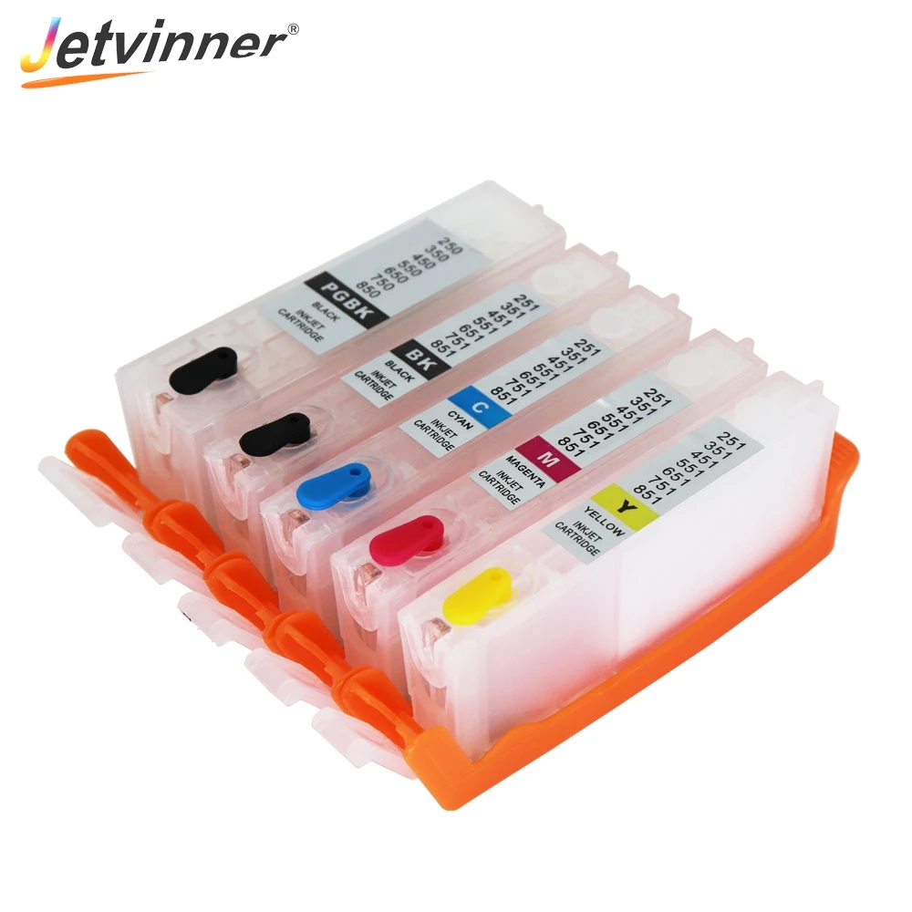 Jetvinner 5 цветный PGI 450 CLI 451 многоразовый картридж с чипами ARC для принтеров Canon PIXMA IP7240