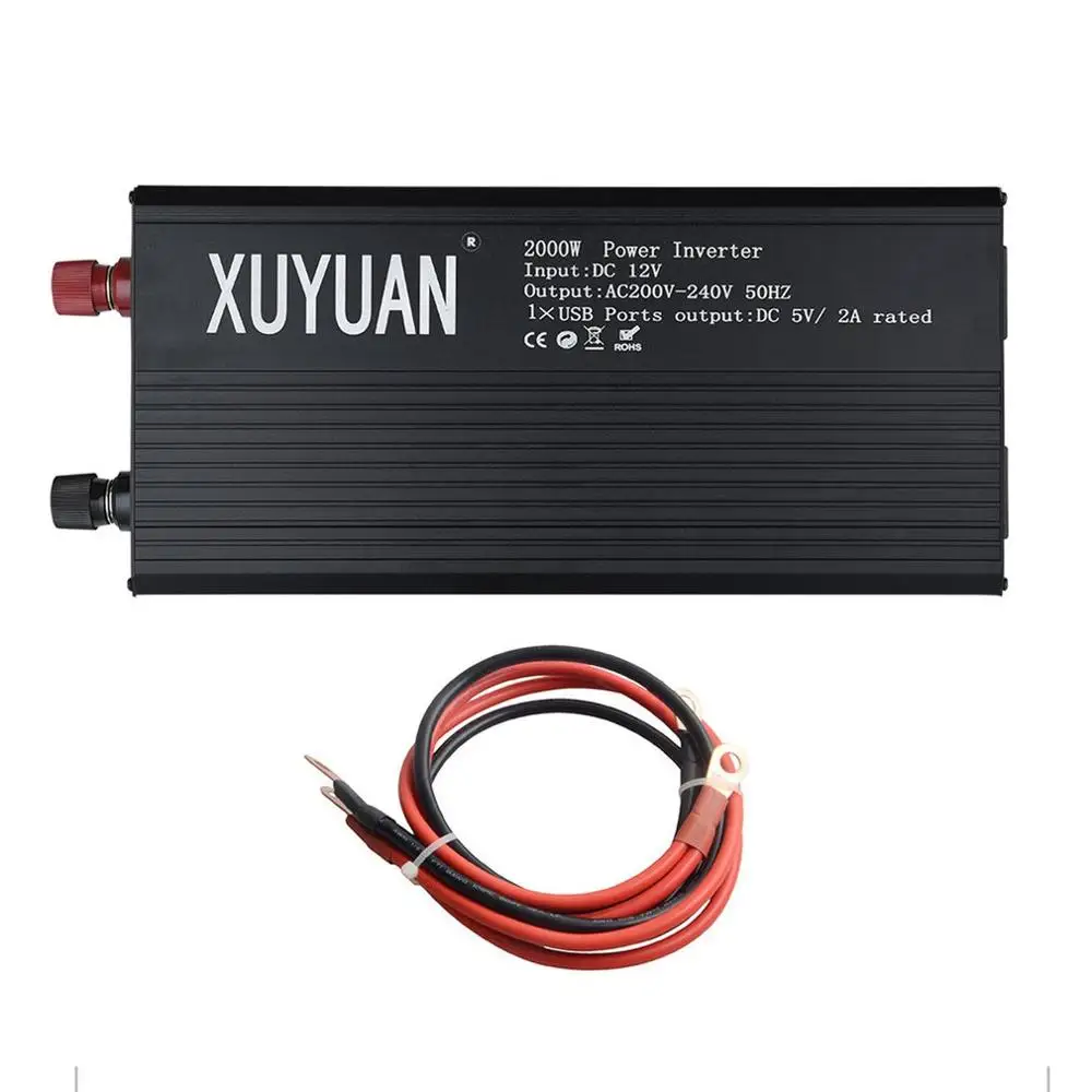 XUYUAN Household Inverter 12V-220V 2000W Voltage Transformer Digital Pure Sine Wave Power Inverter with Air Conditioning