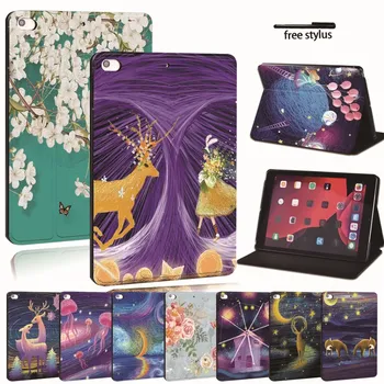 

For Apple iPad 2 3 4 5 6 7/Air 1 2 ,Air 3 10.5/Pro 11/ Pro 2nd 10.5 -Printed PU Leather Tablet Stand Folio Cover Shockproof Case